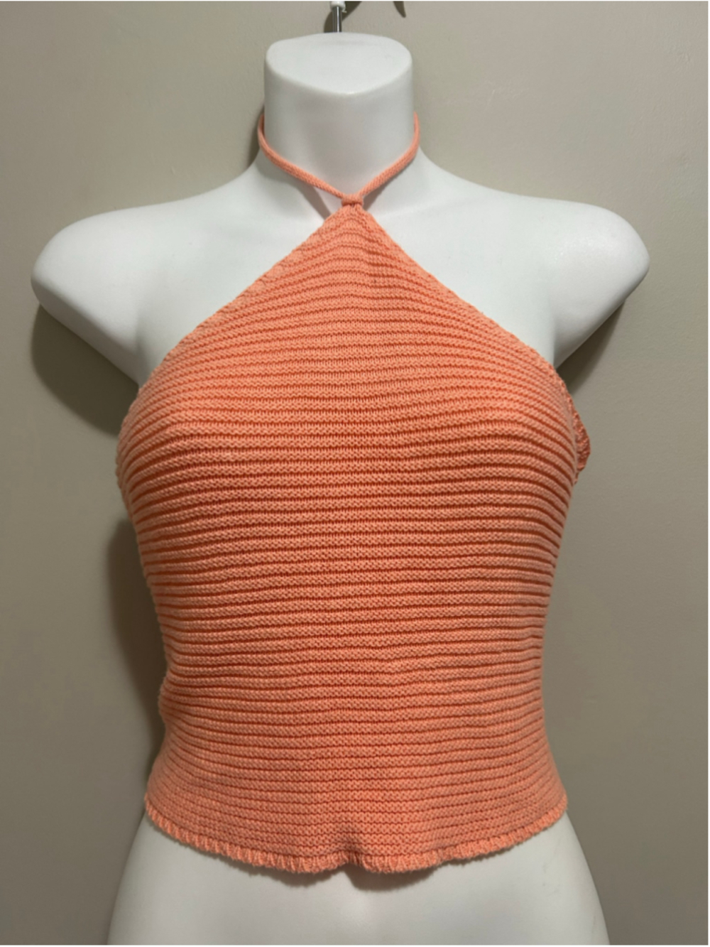 ⚡️2 for $30 Women's Streetwear Society Peach Knit Halter Crop Top Size M